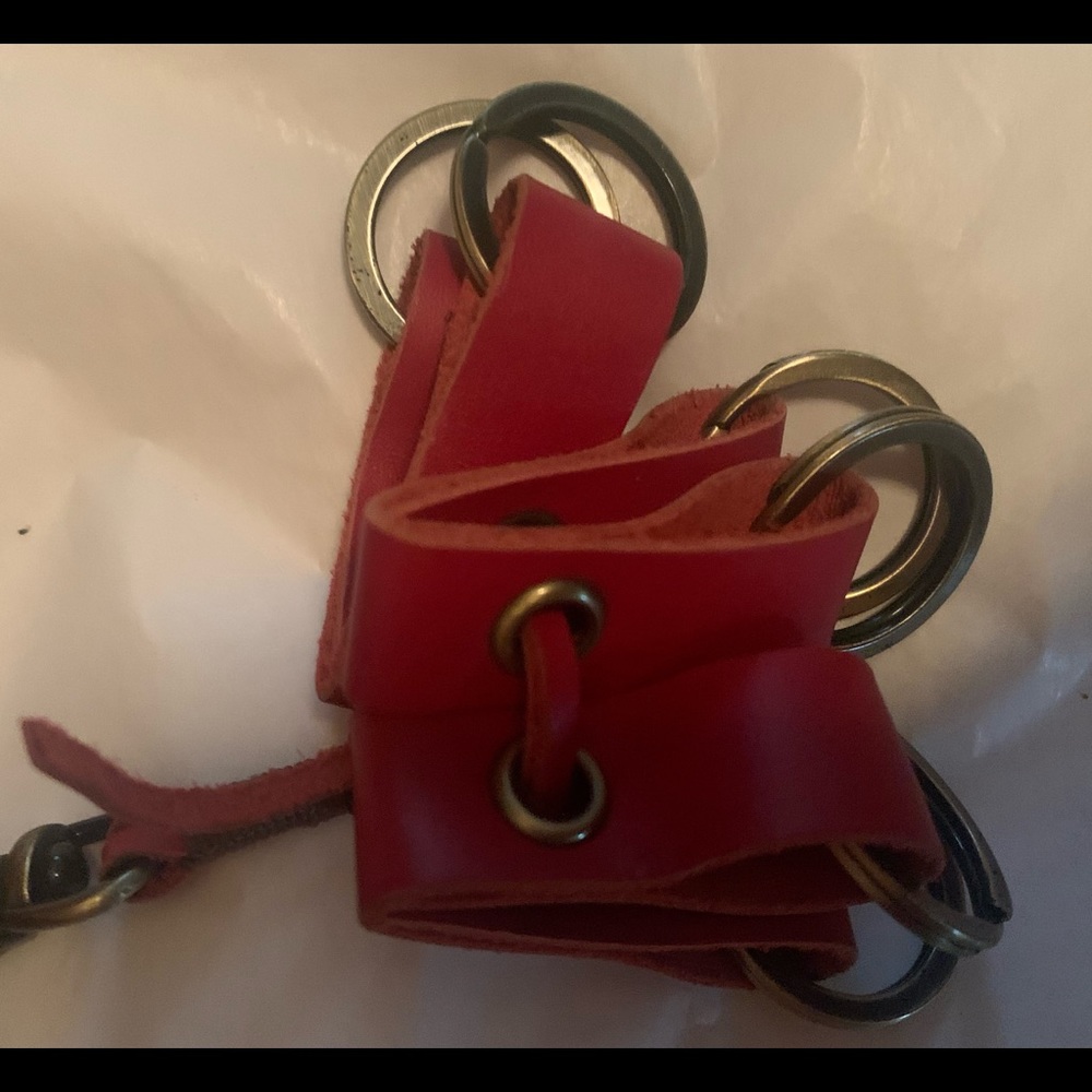 Anthropologie Tan and Red Leather Shoulder Bag - Picture 6 of 6